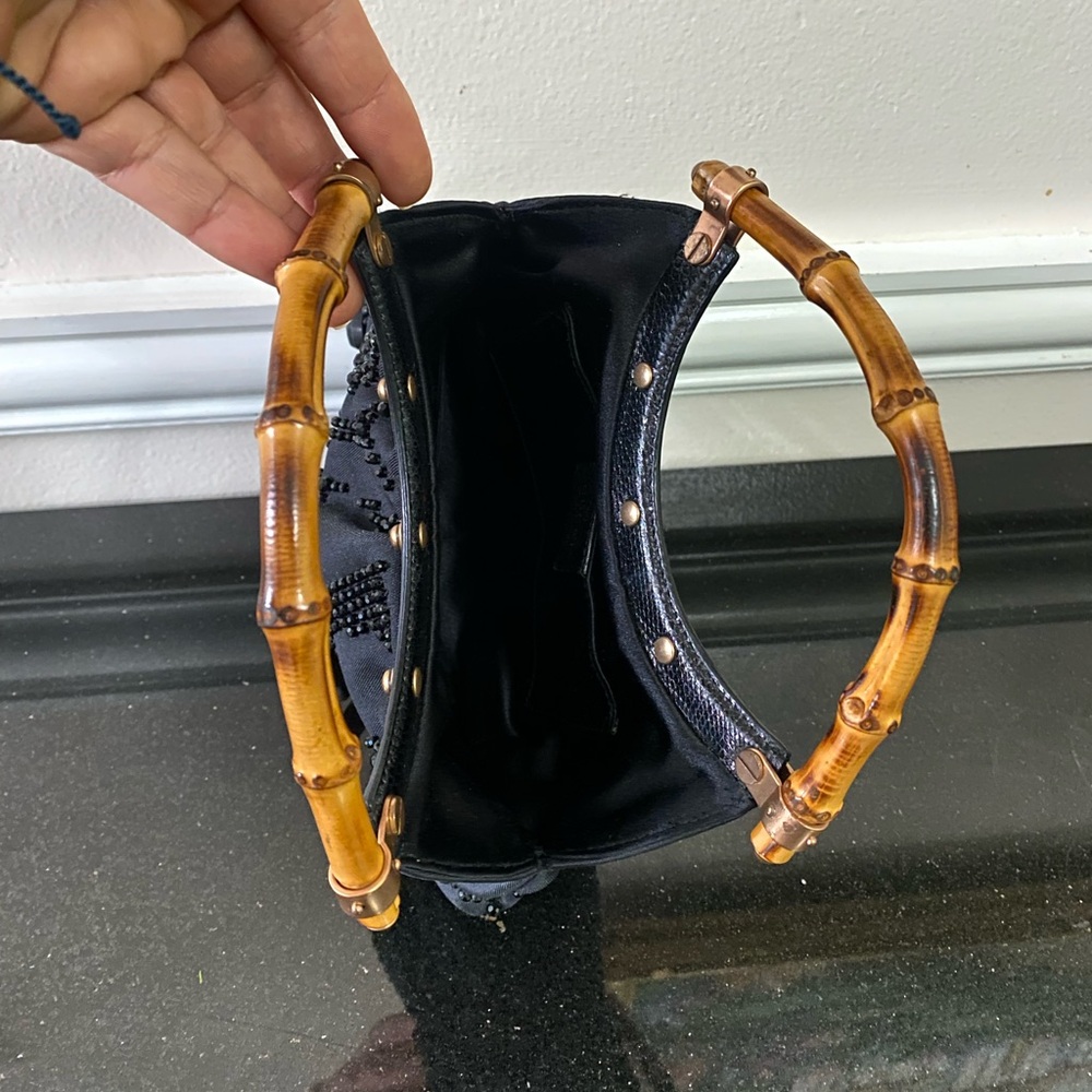GUCCI  black beaded Handle Bamboo evening bag - Picture 6 of 9